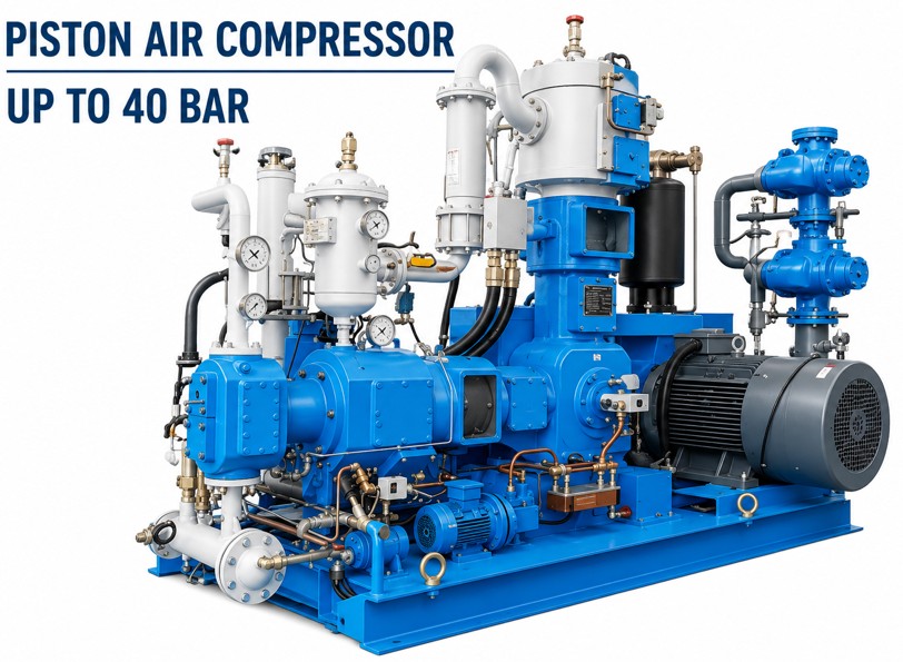 Industrial Piston Air Compressor Up to 40 Bar for High Pressure Compressed Air Applications